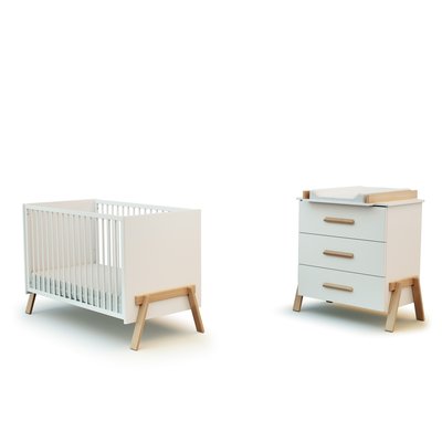 Duo Lit Bébé et Commode en bois CANAILLE AT4