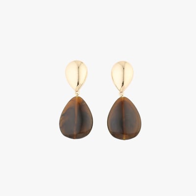 Boucles d'oreilles pendentif goutte en résine marron BALABOOSTE