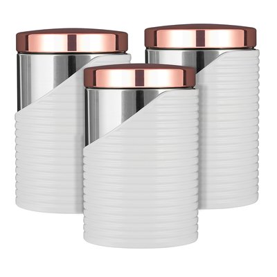 Set of 3 Linear Tea Coffee Sugar Canisters TOWER