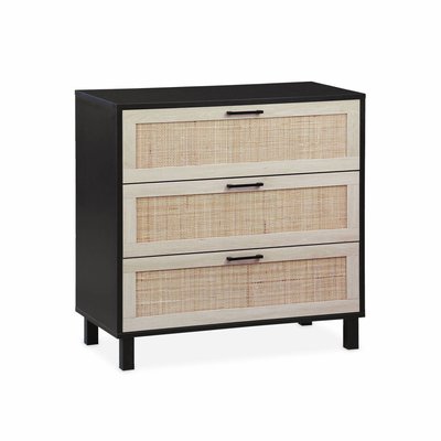 Commode scandinave bois et cannage 3 tiroirs BIANCA SWEEEK