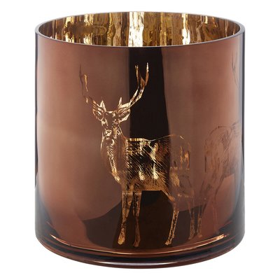 29cm Brown Stag Glass Hurricane Candle Holder SO'HOME