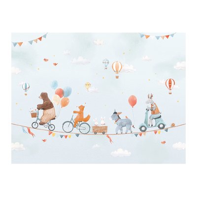 Papier peint panoramique animaux et ballons GENTLE FRIENDS LILIPINSO