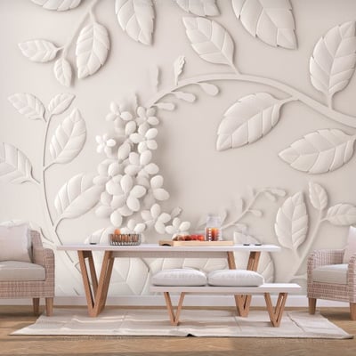 Papier peint intissé panoramique Fleurs Paper Flowers (Cream) EDEN