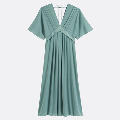 Robe longue évasée, col V, manches aux coudes LA REDOUTE COLLECTIONS