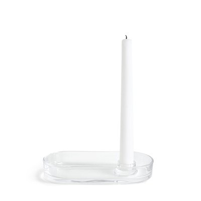 Lote de dos candelabros ovalados de cristal, Sila AM.PM
