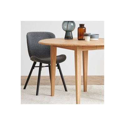 Chaises tissu bouclette gris anthracite et bois chêne (lot de 2) - MATILDA HELLIN, DEPUIS 1862