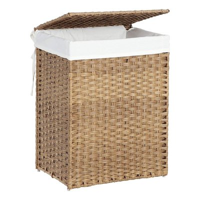 Panier à Linge avec 2 Poignées et Sac Amovible - Imitation Jonc Naturel CALICOSY