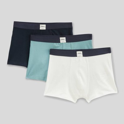 Lot de 3 boxers unis, contenant du coton BIO MONOPRIX