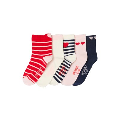 Lot de 5 paires de mi-chaussettes cœurs VERTBAUDET