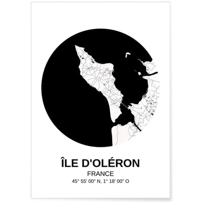 Affiche Carte Île d'Oléron L'AFFICHERIE