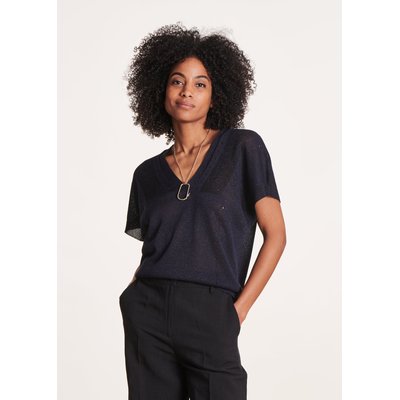 Pull irisé manches courtes col V LA FEE MARABOUTEE