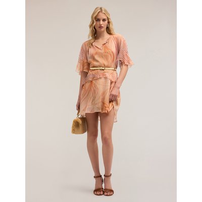 Robe flare en crépon imprimé avec volant, doublure à l’intérieur MOTIVI