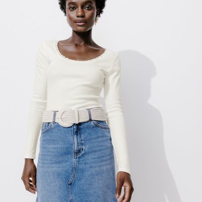 Tee shirt dentelle beige La Redoute