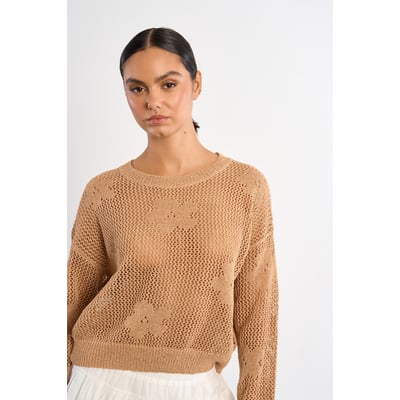 Pull en maille fine avec détails fleurs LILI SIDONIO