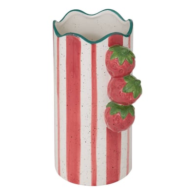Vase rayé fraises en dolomite FRUITY ATMOSPHERA