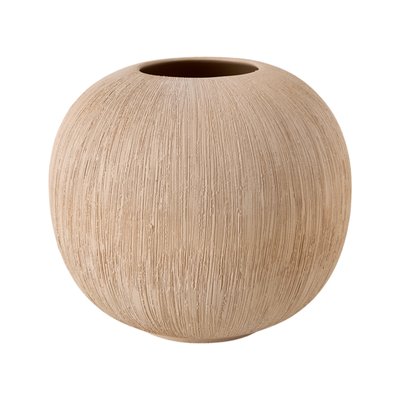 Vase céramique déco effet brossé beige 19 cm - SARA CAMIF