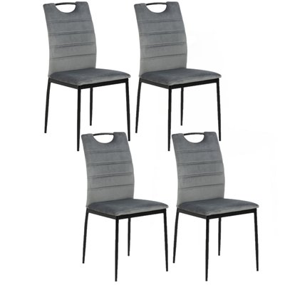 Lot de 4 Chaises de salle à manger Dina effet velours et métal TOILINUX