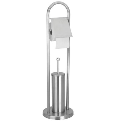 Dérouleur papier WC + brosse WC sur pied acier inoxydable mat WADIGA