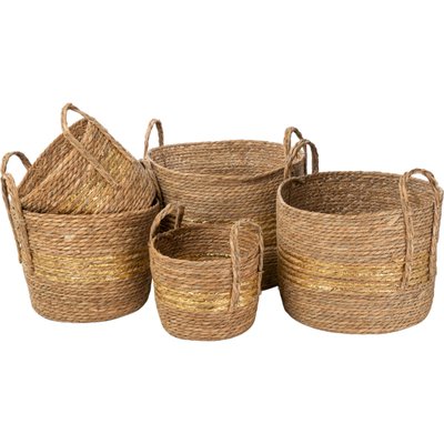 panière décorative en fibres naturelles et touches dorées RECOLLECTION