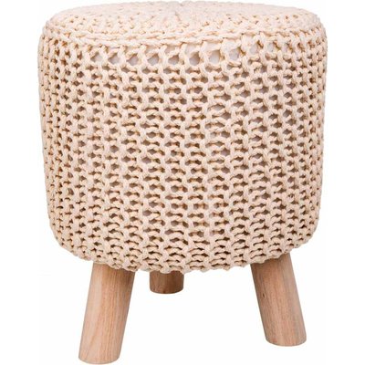 tabouret rond  en bois et coton style bohème RECOLLECTION
