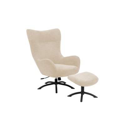Fauteuil à oreilles pivotant avec repose-pieds en tissu - BRISTOL HELLIN, DEPUIS 1862