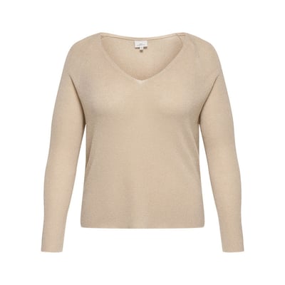 Pull beige uni pourvu d'une coupe droite et de manches longues ONLY CARMAKOMA