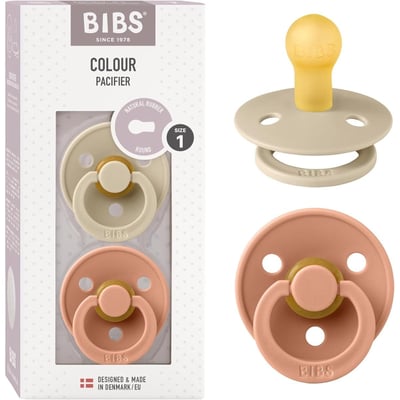 Lot de 2 sucettes - Latex de caoutchouc naturel - Taille 1 0-6 mois Vanilla/peach Bibs