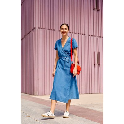 Robe longue portefeuille uni RILEY LA PETITE ETOILE