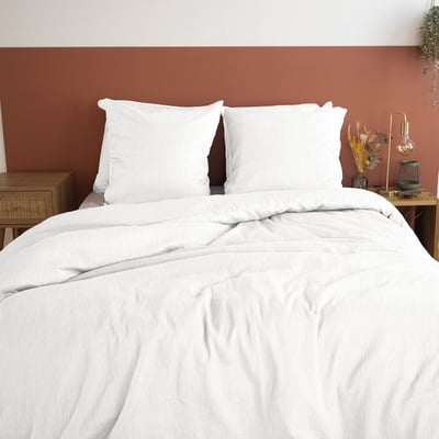 Parure housse de couette microfibre bitexturée unie, ASTRAL C DESIGN HOME TEXTILE