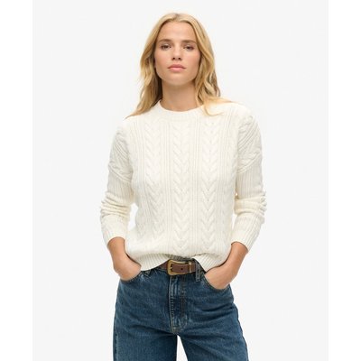 Pull ras-du-cou en maille torsadée à épaules tombantes SUPERDRY