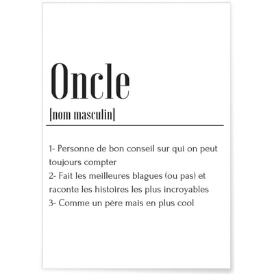 Affiche Définition Oncle L'AFFICHERIE