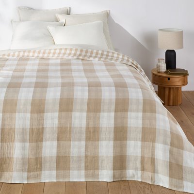 Checked Cotton Gauze Bedspread, Calix LA REDOUTE INTERIEURS