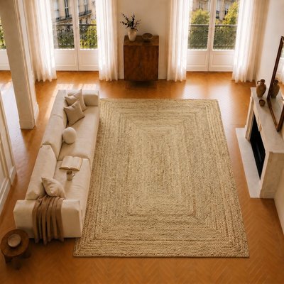 Tapis en jute tressé  artisanal VEGETAL JUTE - style bohème THE DECO FACTORY