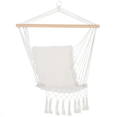 Fauteuil suspendu avec macramé coton polyester beige OUTSUNNY