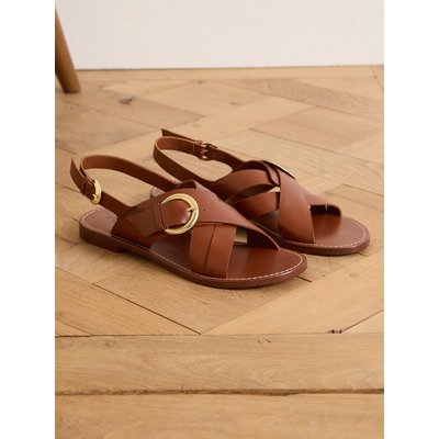 Sandales plates brides croisées cuir CYRILLUS