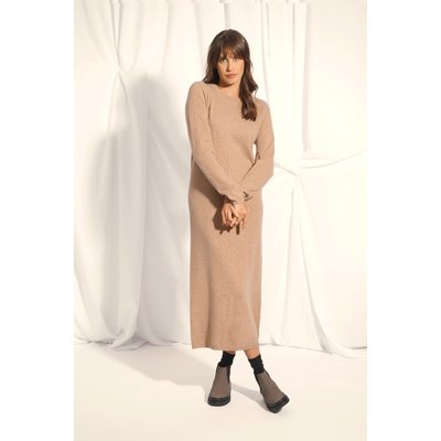 Robe Col Rond Camel Chiné Lina JUST CASHMERE