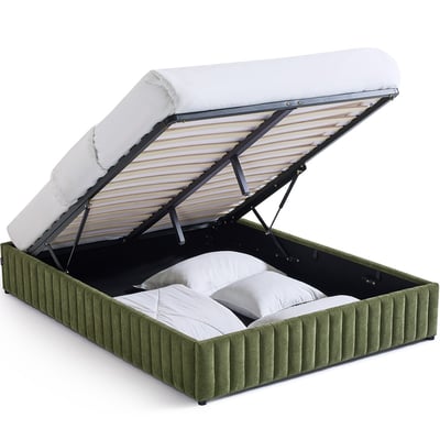 Lit coffre adulte en tissu chenille - BALTO HOMIFAB