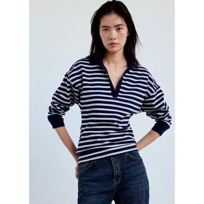 Pull-over rayures col polo MANGO