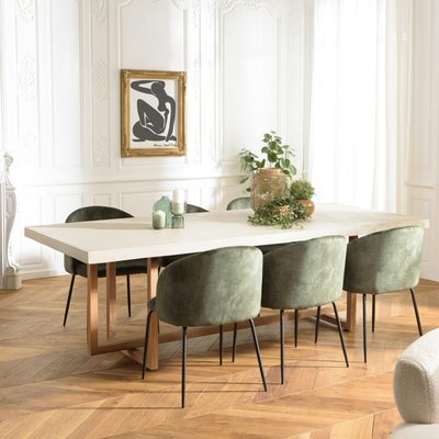 Table de repas béton beige pieds bois design DIKA PIER IMPORT