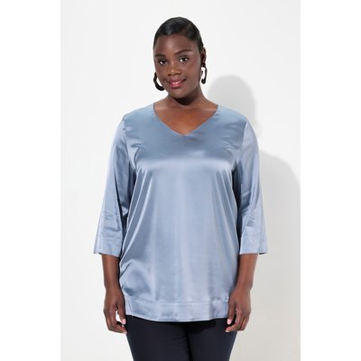 Blouse boxy en satin à col en V et manches ULLA POPKEN
