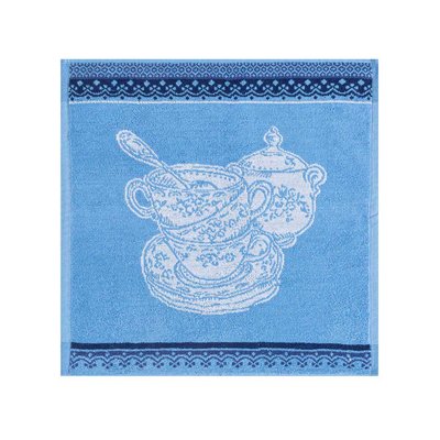 Carré éponge en jacquard de coton imprimé, VAISSELLES ANCIENNES COUCKE