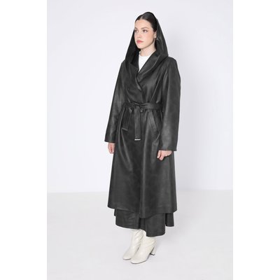 manteau long en similicuir avec un col châle JEAN-MARC PHILIPPE