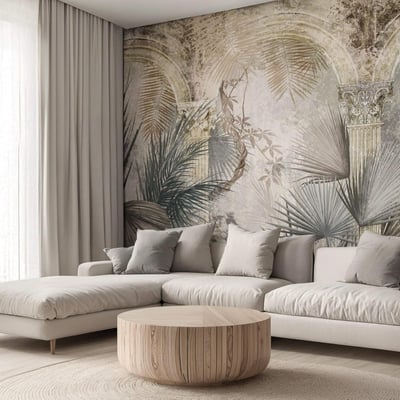 Papier peint panoramique trompe l'oeil avec colonnes romaines - 425x260 cm (l x h) LA TOUCHE ORIGINALE