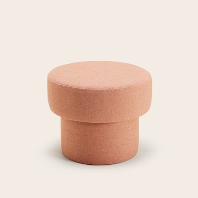 Pouf Poppie  en Tapissé en 100% laine unie Marcelo Orange Ø35xØ45xH36 cm MADURA