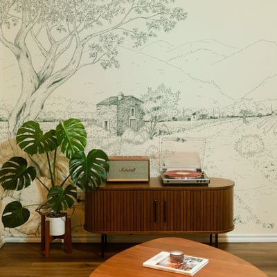 Papier peint Promenade dans les vignes, Vert 225 x 250cm ACTE DECO