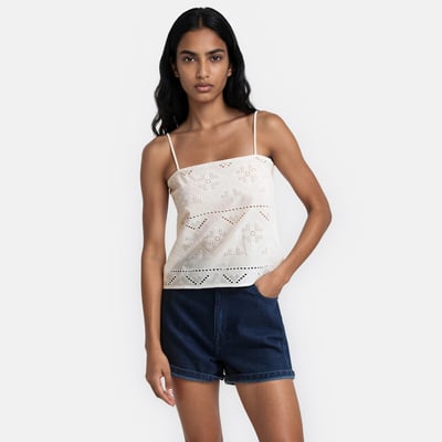 Broderie Anglaise Shoestring Strap Top LA REDOUTE COLLECTIONS