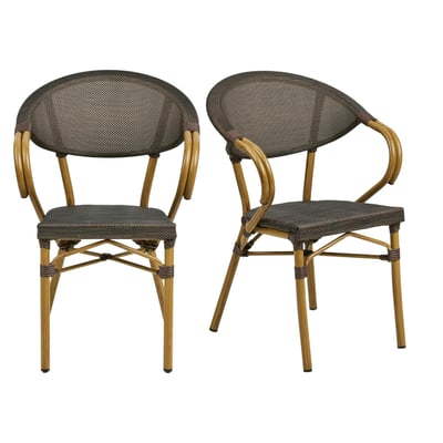 Chaise bistrot en textilène brun et bambou (lot de 2) PIER IMPORT