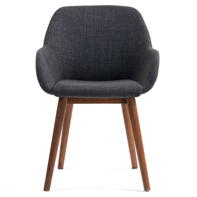 Chaise repas avec accoudoirs en tissu  pied chêne foncé ZAGO