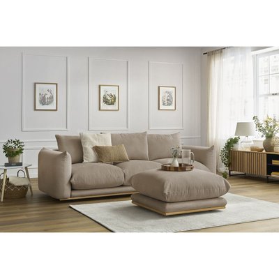 Canapé droit fixe 4 places en tissu avec pouf, ERNEST BOBOCHIC