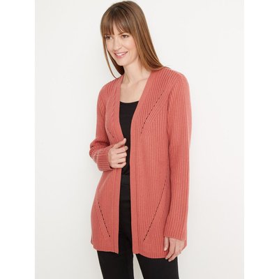 Gilet long femme rose poudré 2025